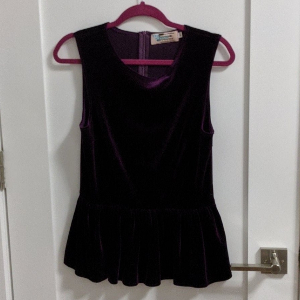 Purple Crushed Velvet Peplum Top
